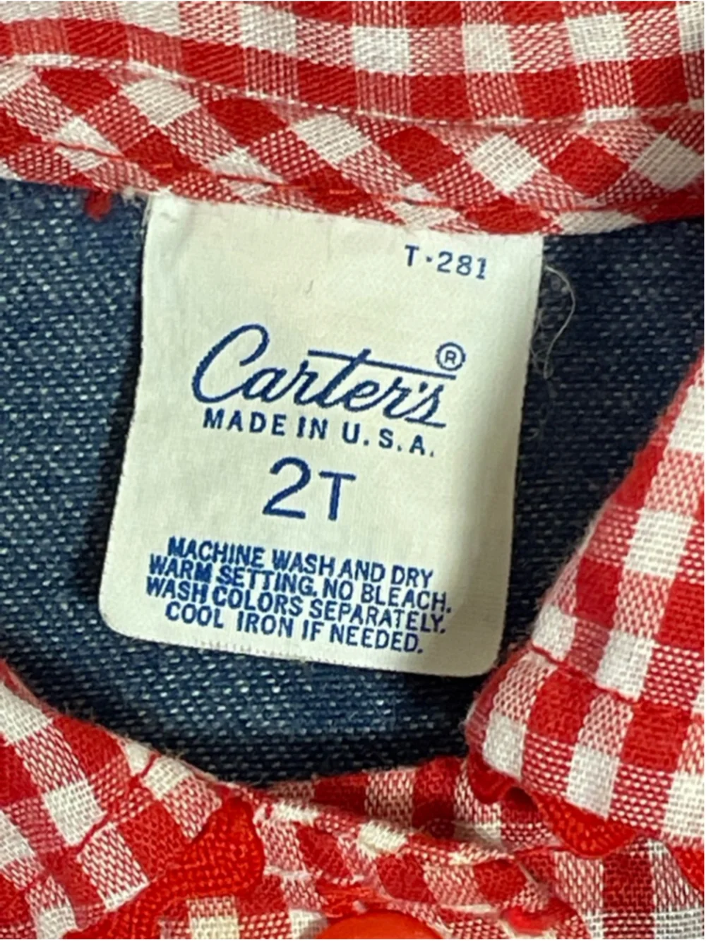 Vintage Carter’s Button Down western style gingham Shirt 2T